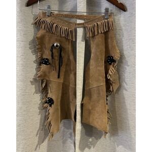 Vintage Lillian Vernon Leather Chaps Children's Western Suede Costume Cowboy